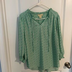 Cynthia Rowley Relaxed Green Tie Front Blouse